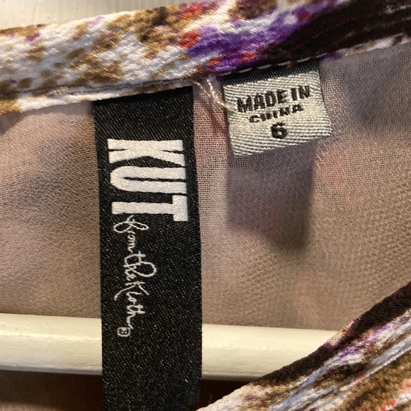 Lotus Flower / Hemp plant / Paisley Motif Eco-friendly Shift Dress KUT Size 6 - Picture 2 of 10